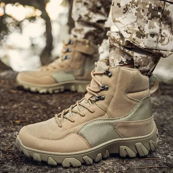 Уличные ботинки для мужчин Тактическая обувь Водонепроницаемые военные оригинальные ботильоны для мужчин Нескользящие походные кроссовки больших размеров