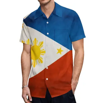 Филиппины Флаг Филиппин Национальный флаг Филиппин Футболки с флагом Филиппин Высокое качество Брючное платье Винтаж А с короткими рукавами Sh