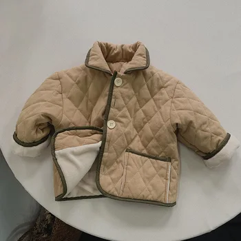 Хлопчатобумажное пальто для мальчиков Детское зимнее пальто Утолщенная хлопчатобумажная куртка для мальчиков и девочек Теплый верх Детская осенняя одежда