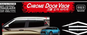 Хром Дверь Дождевой козырек Боковое окно Дефлектор Тень Солнце Ветровой Щит Серебристые Поездки Карниз для Chevrolet Trailblazer 2020