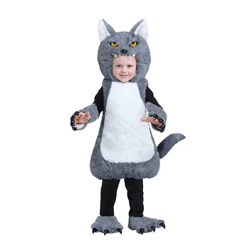 Хэллоуин детский детский сад сценическое представление детский мини милый малыш большой серый волк серый волк костюм