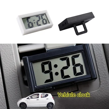  Цифровые часы на приборной панели автомобиля - Автомобильные клейкие часы с большим ЖК-дисплеем времени и дня недели - Мини-автомобильная палочка на часах для автомобиля
