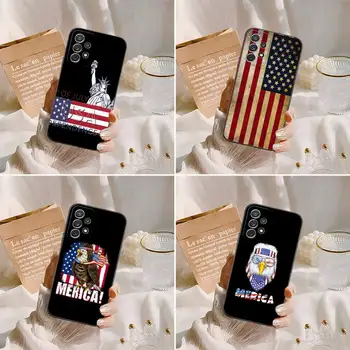 Чехол для телефона с американским флагом для Samsung S20 Fe Lite S21 S30 Ultra S8 S9 S10 E Plus Funda Shell Cover Black Silicone Soft