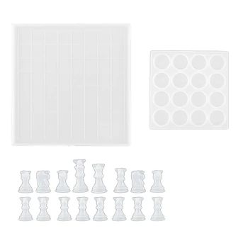 Шахматный набор с шахматной доской Силиконовая смола Форма, 3D Шахматы Кристалл Эпоксидное Литье Формы Для Изготовления Художественных Ремесел DIY