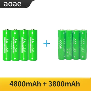 Щелочные аккумуляторы AAA и AA, AAA 3800 мАч, AA 4800 мАч, 1,5 В, зарядное устройство, подходит для дистанционного управления Бесплатная доставка
