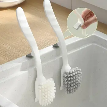 Щетка для мытья посуды Длинная ручка со скребками Плотная мягкая щетина Трудосберегающая щетка для мытья посуды для мытья посуды для дома