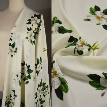 Элегантная свежая кремово-белая гардения с принтом высококачественная парча шифоновая ткань юбка рубашка Cheongsam Подтяжка Ткань