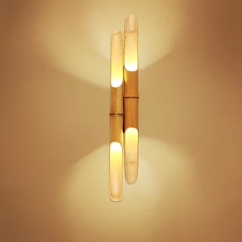 Японский стиль Креативный идиллический настенный светильник Столовая Спальня Гостиная Современный минималистичный светодиодный бамбуковый деревянный лестничный
